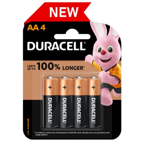 Duracell | Duracell Batteries AA Alkaline Up To 100% LONGER ,1.5v ,4 Batteries