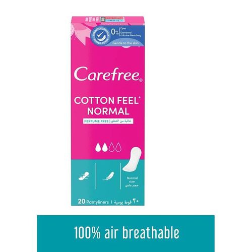 CAREFREE | كير فري فوط يومية ملمس القطن عادية، غير معطرة 20 قطعة