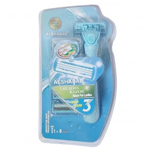 ماكينة حلاقة نسائية بثلاثة شفرات - مقبض و 6 رؤوس LADIES RAZOR 3 BLADES - HANDEL AND 6 HEADS