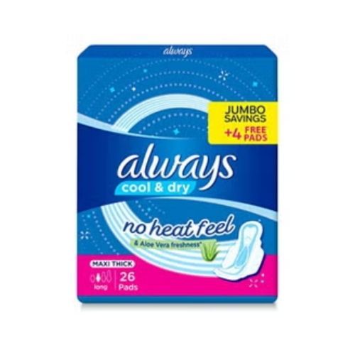 Always MAXI THICK, Long, Cool & Dry, 26 Pads