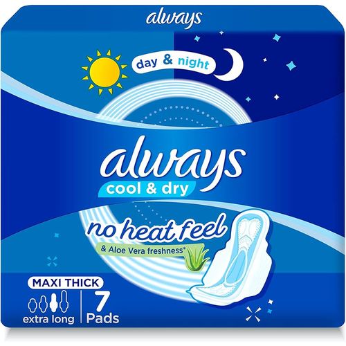 Always MAXI THICK, Extra Long, Cool & Dry, 7 Pads