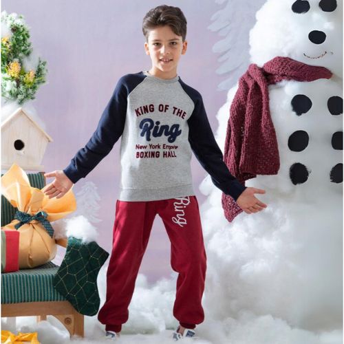 Cotton winter pajamas for boys from 8 to 14 years old