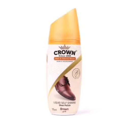CROWN | كراون ملمع أحذية سائل بشمع النحل والشموع الطبيعية - بني - 75 مل