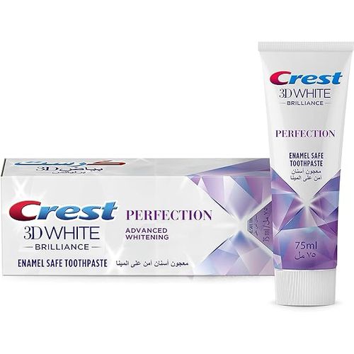 Crest معجون أسنان كريست ثري دي وايت بريليانس بيرفيكت، آمن على المينا، 75 مل