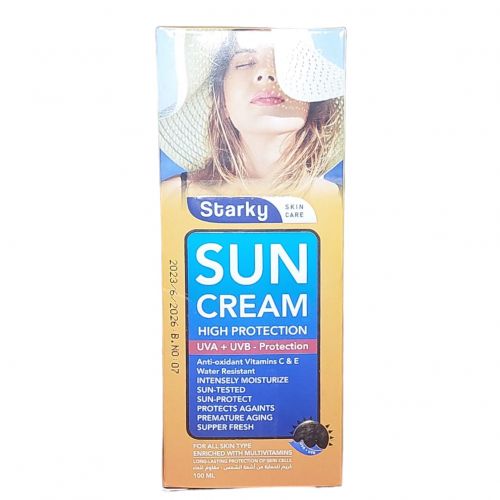 STARKY | كريم ستاركي للشمس SPF + 50 حماية عالية من الأشعة فوق البنفسجية الطويلة والمتوسطة - حماية لجميع أنواع البشرة - 100 مل