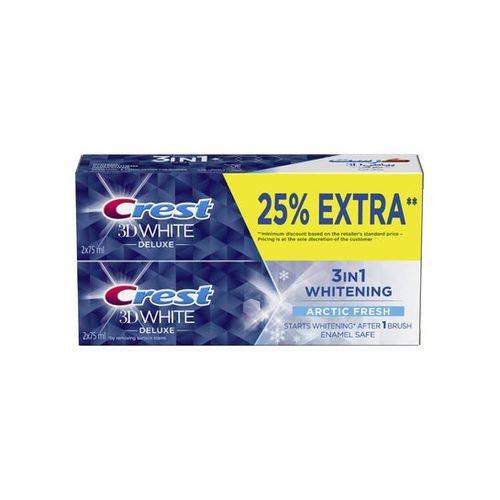 Crest معجون أسنان كريست ثري دي وايت ديلوكس أركتيك فريش، 75 مل، 2 عبوة