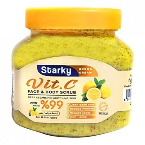 STARKY | ستاركي مقشر للوجه والجسم لتنظيف البشرة بعمق مع فيتامين سي لجميع انواع البشرة 300مل