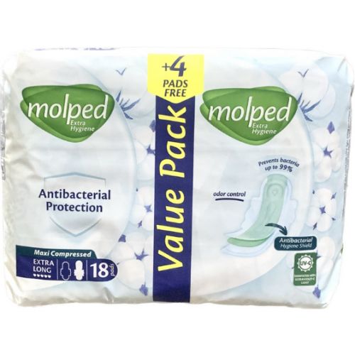 Molped Maxi EXTRA LONG Antibacterial , 18 Pads