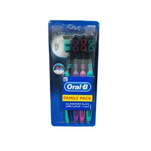 ORAL-B | فرشاة أسنان اورال بي مستديرة سوداء متوسطة 4 قطع