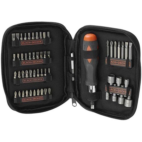 Black+Decker 56 Piece Ratchet Screwdriver, Screwdriving Bits and Nutdriver Set A7104