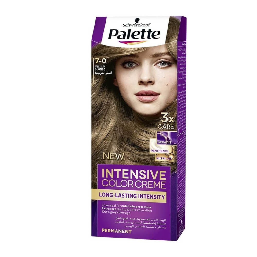 Palette | صبغة كريم لون مكثف للشعر، 7-0 أشقر متوسط، 50 مل