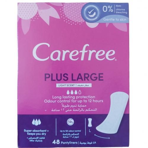 CAREFREE | كيرفري فوط يومية كبيرة، واسعة جدًا، رائحة خفيفة - 48 قطعة