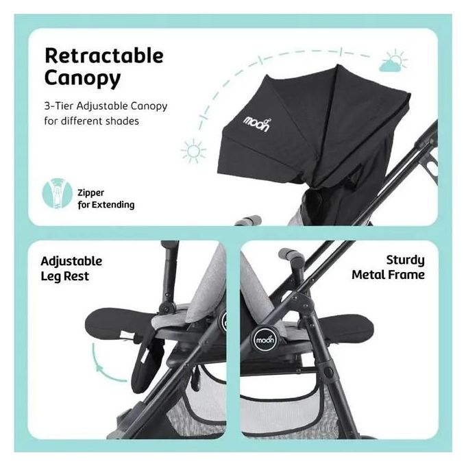 عربة أطفال مون ريفو بكرسي دوار 360 درجة