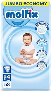 Molfix Baby Diapers - Size 4 – From 7Kg To 18Kg - 58 Diapers