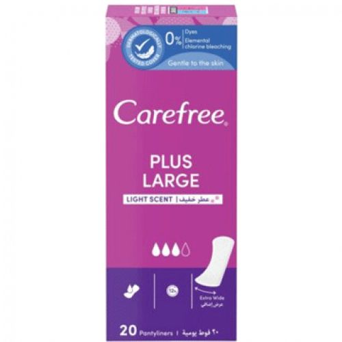 CAREFREE | كيرفري فوط يومية كبيرة، واسعة جدًا، رائحة خفيفة - 20 قطعة