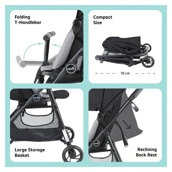 عربة أطفال مون ريفو بكرسي دوار 360 درجة