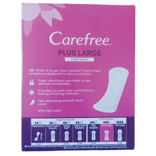 CAREFREE | كيرفري فوط يومية كبيرة، واسعة جدًا، رائحة خفيفة - 48 قطعة