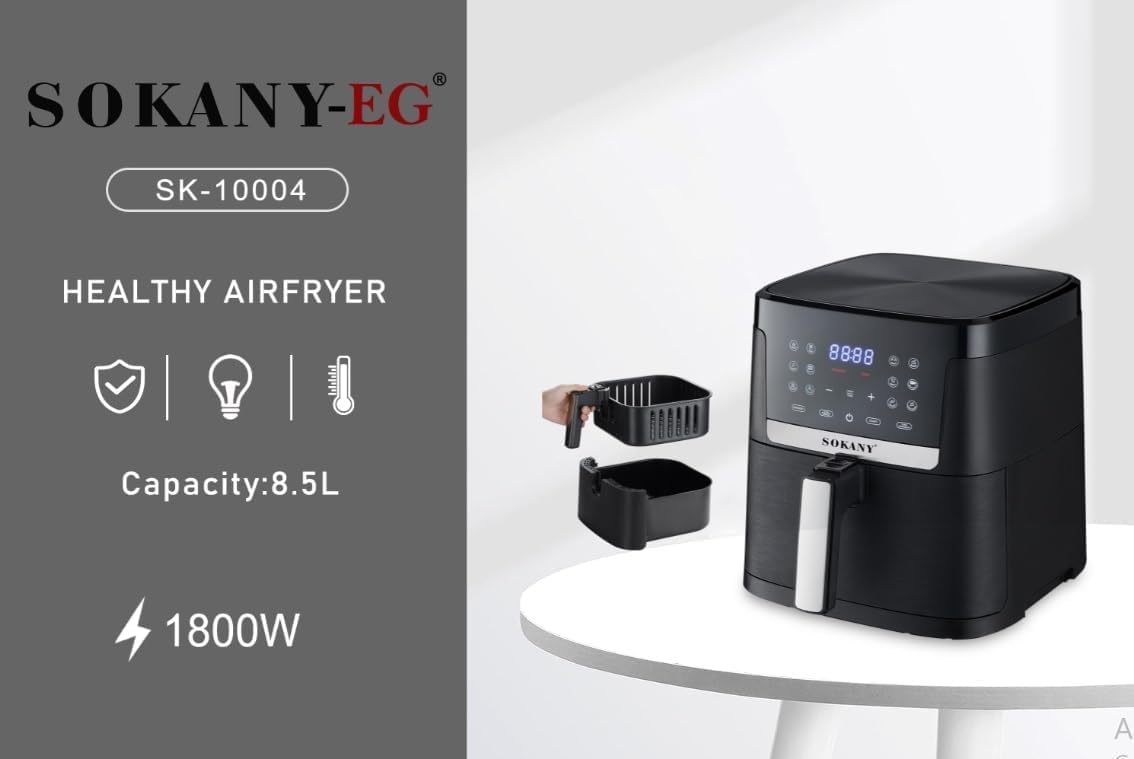 SOKANY | سوكاني مقلاة هوائية شاشة رقمية sk-10004 سعة 8.5 لتر 1800 وات