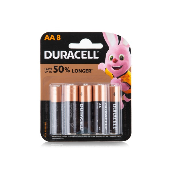 Duracell | Batteries AA Alkaline Up To 100% LONGER ,1.5v ,8 Batteries
