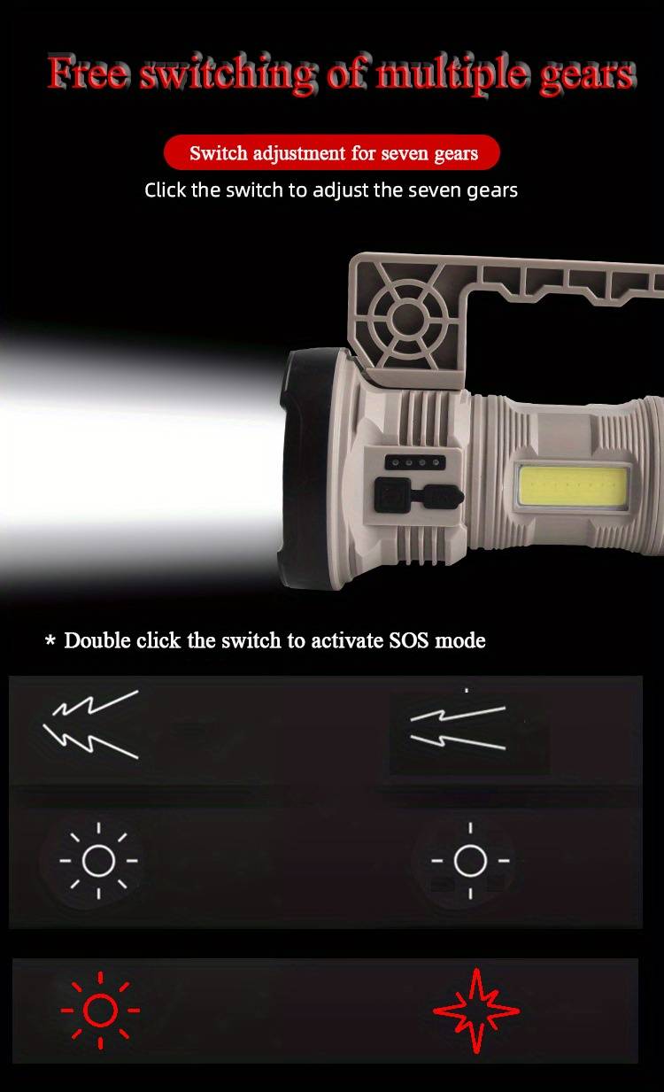LED | Handheld Flashlight - كشاف محمول متعدد الوظائف، كشاف محمول باليد عالي الطاقة