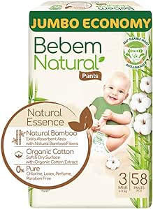 Bebem | بيبيم ناتشورال - حفاضات كلوت - حجم وسط 3 - 58 قطعة