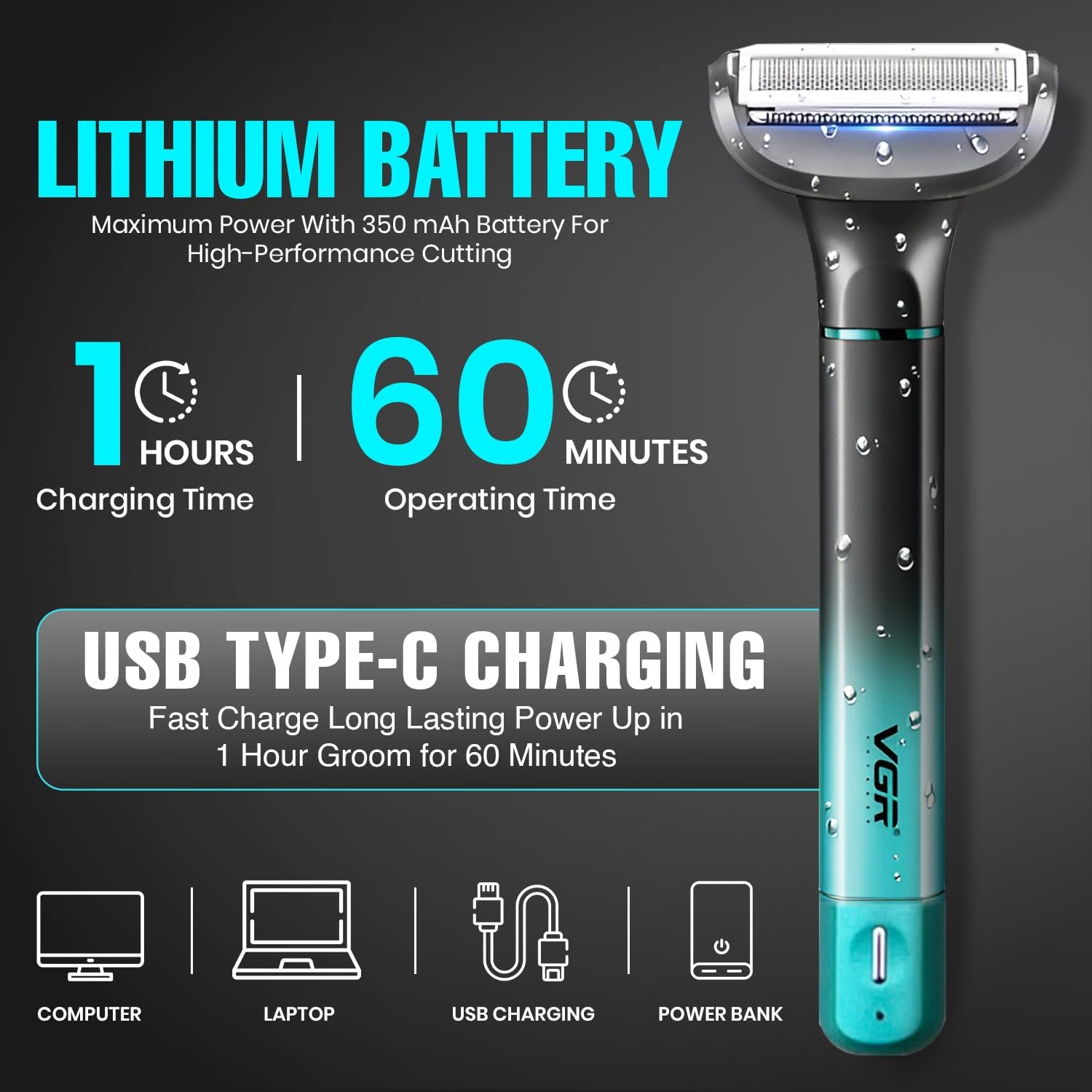 VGR V-625 طقم العناية الشخصية للرجال الاحترافي 3 في 1