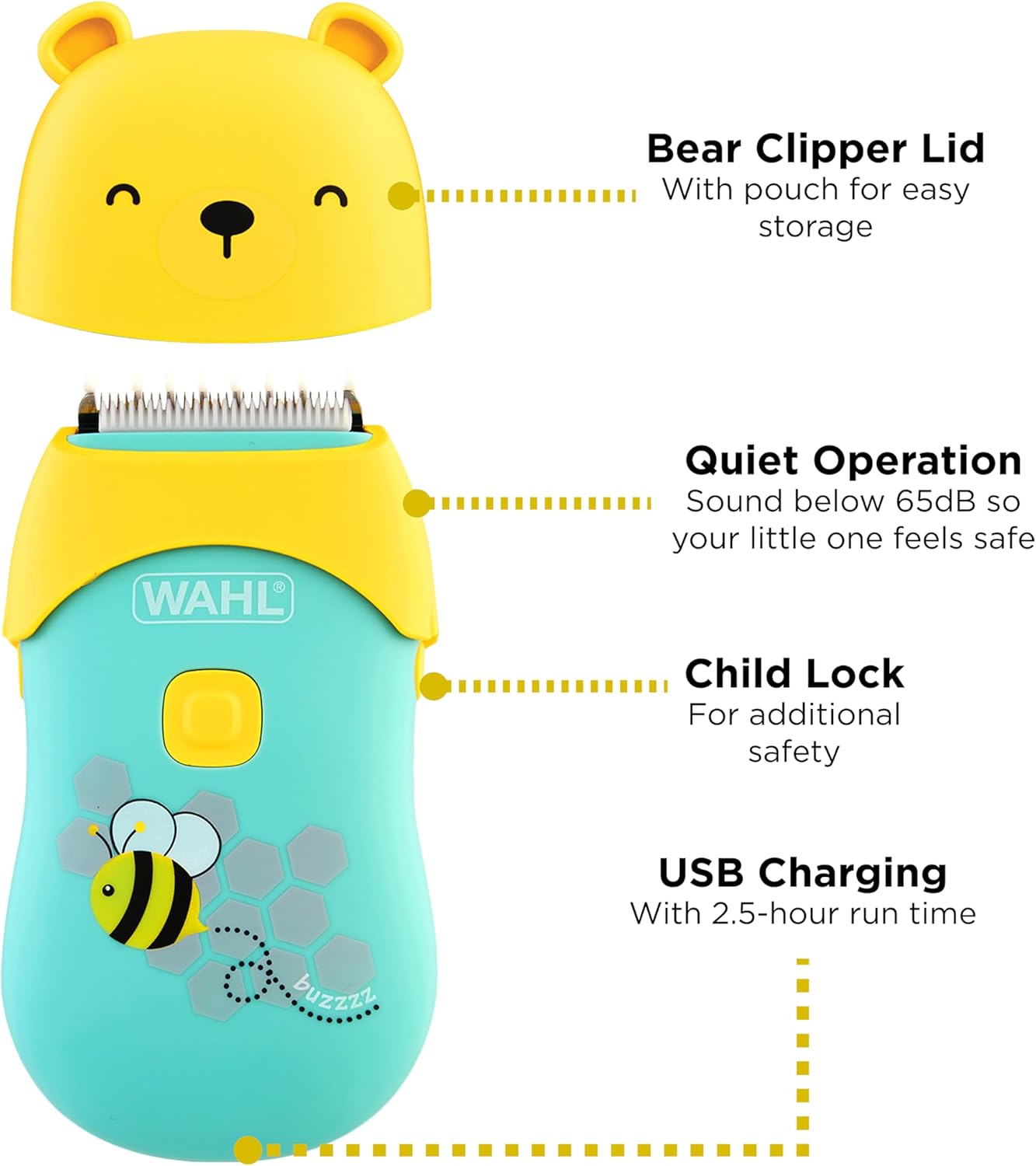 WAHL | ماكينة قص شعر الأطفال من وال للاستخدام الجاف/الرطب، بطارية ليثيوم أيون قابلة لإعادة الشحن، 027-70002، (ضمان لمدة عامين)