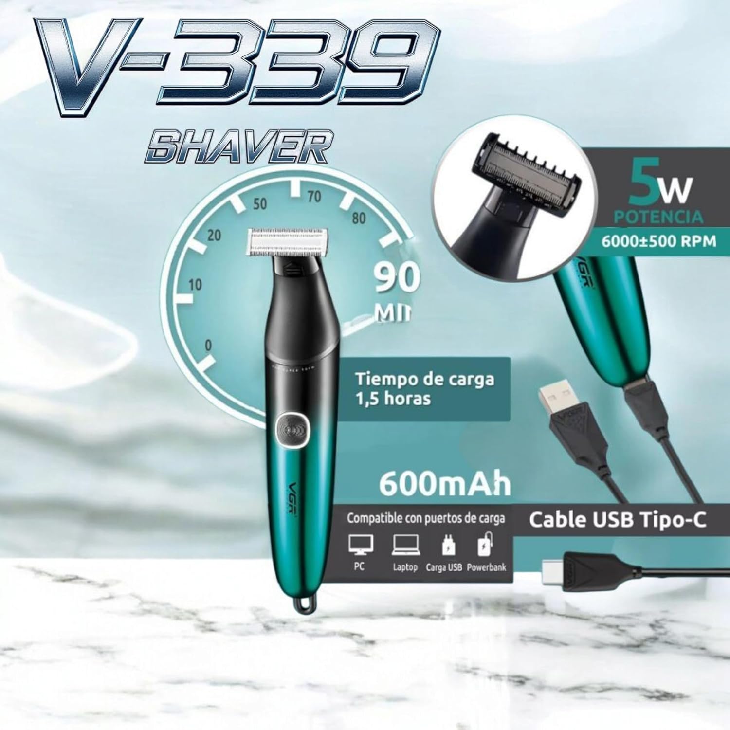 VGR V-339 ماكينة حلاقة احترافية لاسلكية قابلة للشحن - متعددة الألوان