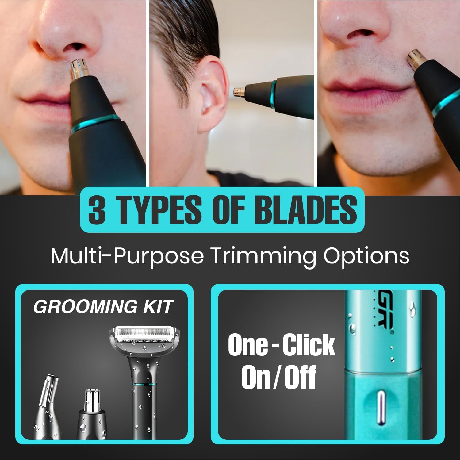 VGR V-625 طقم العناية الشخصية للرجال الاحترافي 3 في 1