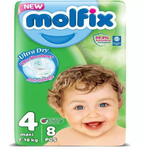 Molfix Baby Diapers - Size 4 - From 7Kg To 18Kg- 8 Diapers