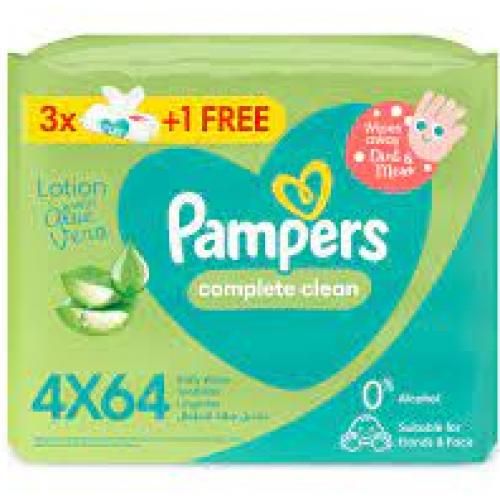 pampers Complete Clean Wipes Lotion & Aloe Vera -4*64 Wipes