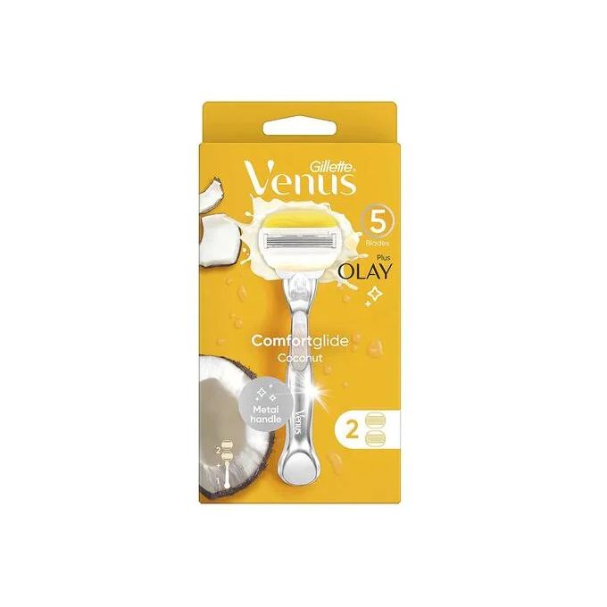 Venus Comfortglide Coconut Handle 5 Blades, 2 Head