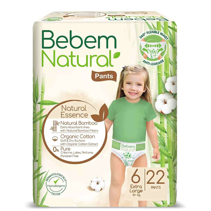 Bebem | بيبيم ناتشورال - حفاضات كلوت - مقاس اكس لارج 6 - 22 قطعة