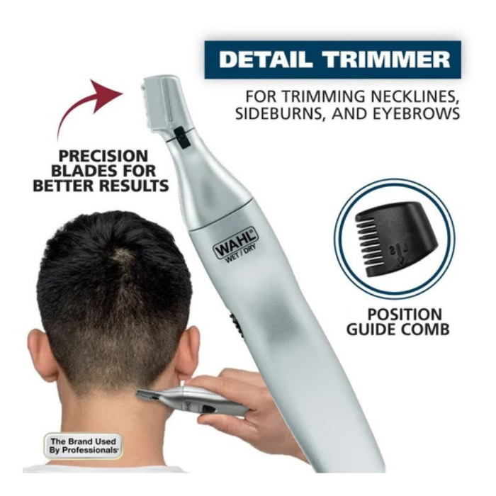 Wahl | ماكينة التشذيب الشخصية 3 في 1 من وال مثالية لتشذيب الأنف والحواجب والوجه، 2416-05545 (ضمان لمدة عامين) بطارية AA.