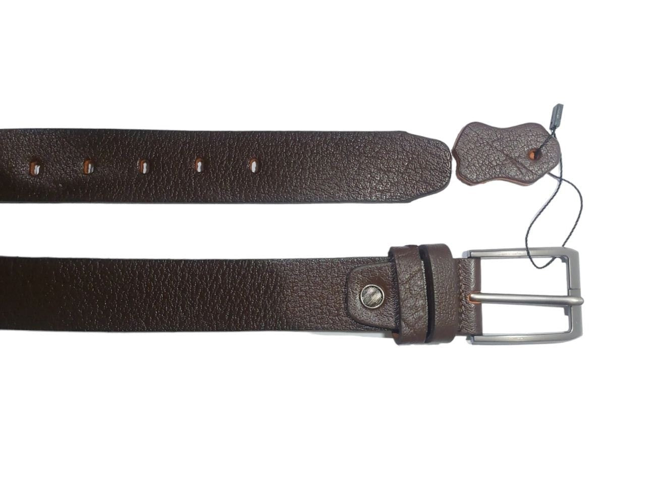 حزام رجالي جلد طبيعي - بني