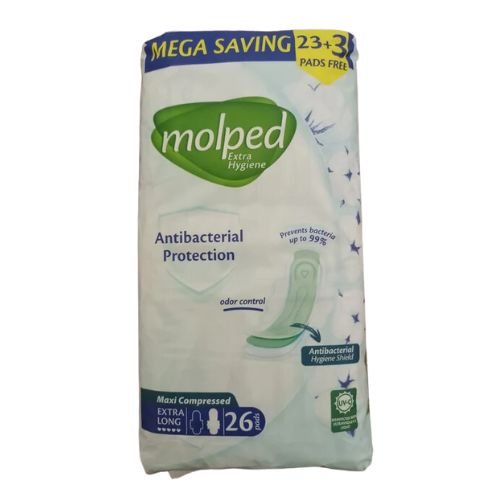 molped maxi compressed extra long, each pack contains 26 pieces
