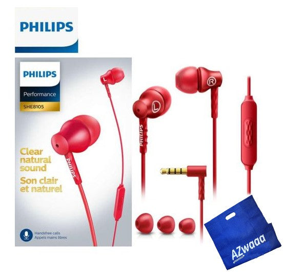 philips | SHE 8105 RD | Mic, 3.5mm, سماعه فيليبس