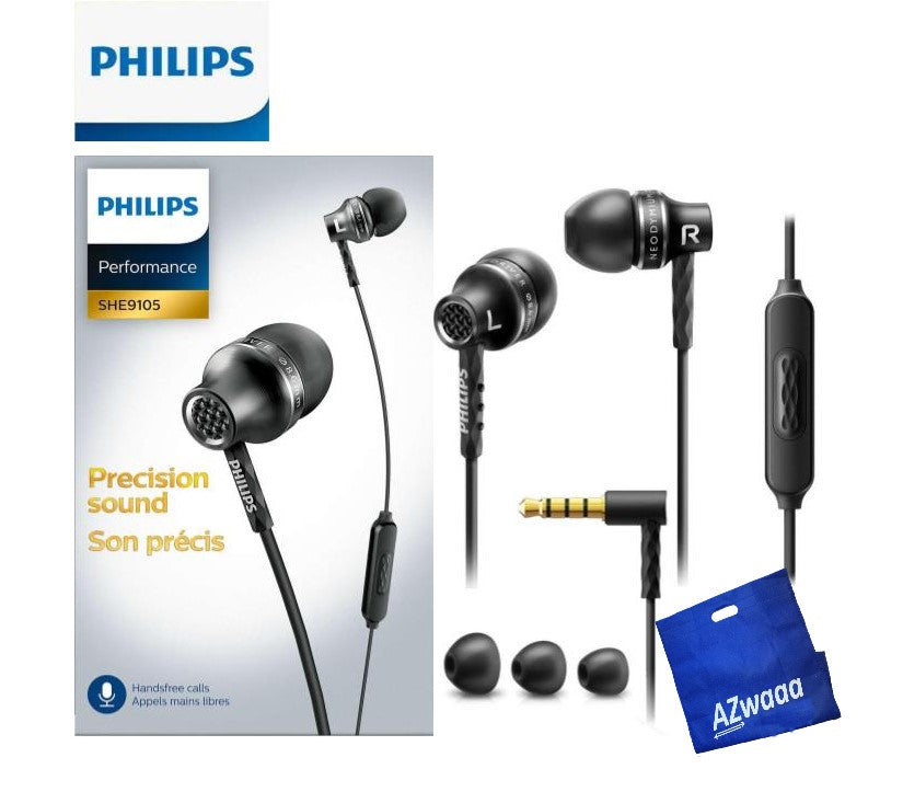 philips | SHE 9105 BK | Mic, 3.5mm, سماعه فيليبس