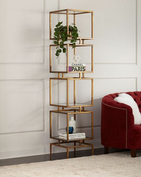 Furniture - مكتبة استانلس ذهبي مقاس٢متر×٤٠