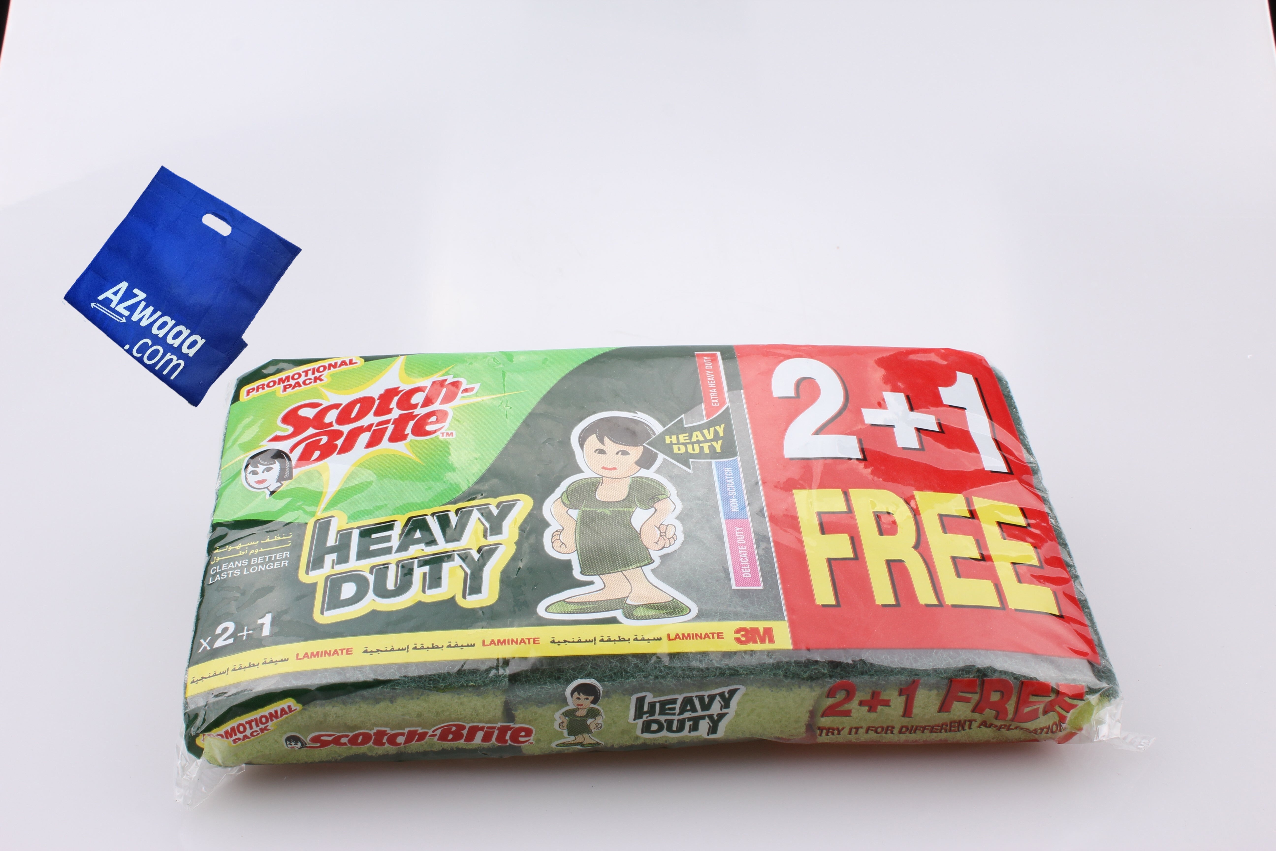 3M | Scotch Brite - اسفنج تنظيف ( سيفة بطبقة اسفنجية ) سكوتش برايت - 3 قطع