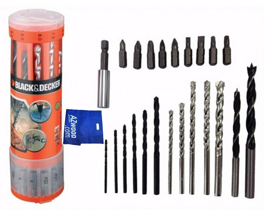 Black + Decker | A7102 - Drill Bits Set - 23 Pcs - طقم لقم ( بنط )- 23 قطعة