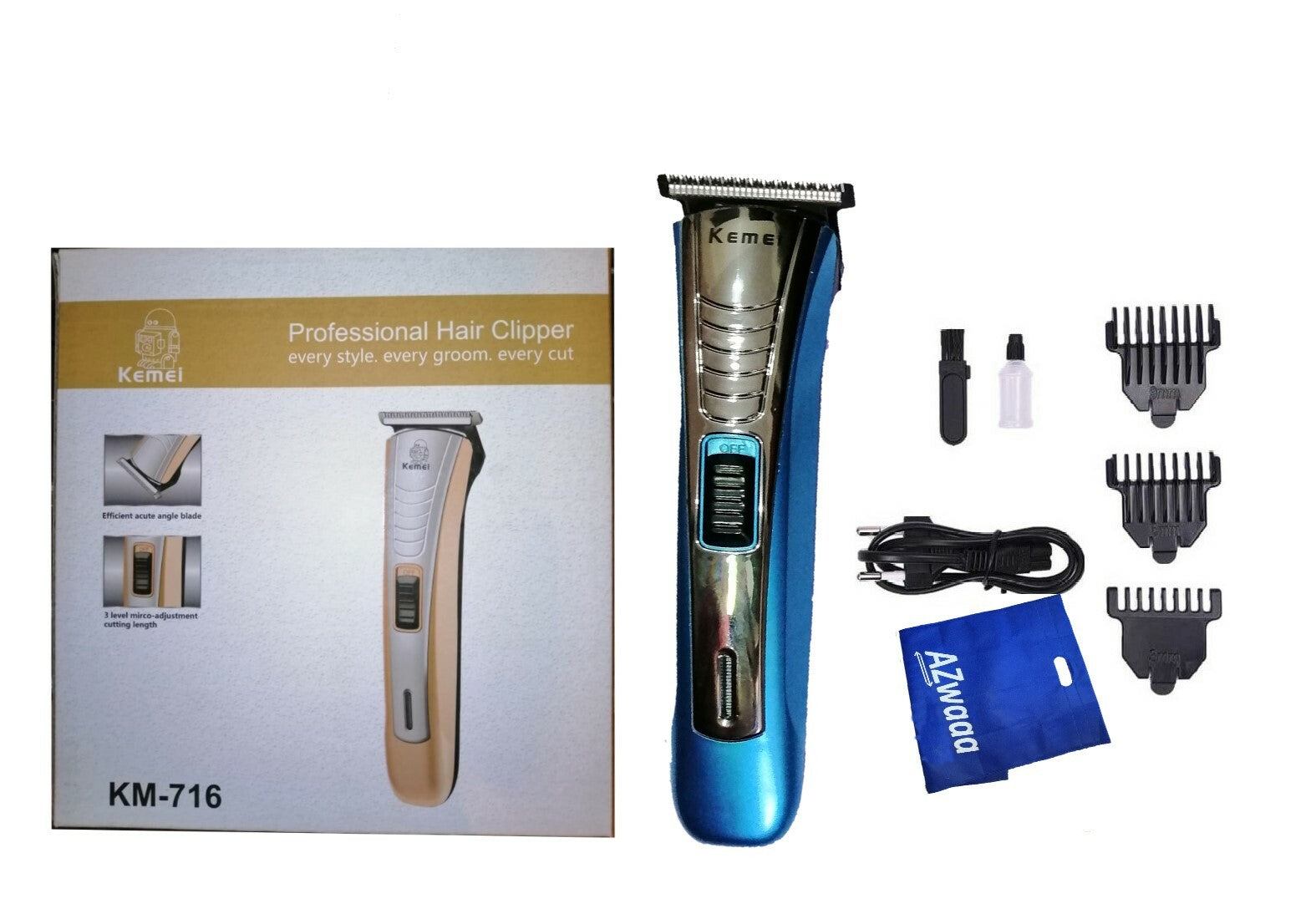 Kemei | KM 716 | Hair clipper, 3 comb, cordless ماكينة حلاقة الشعر