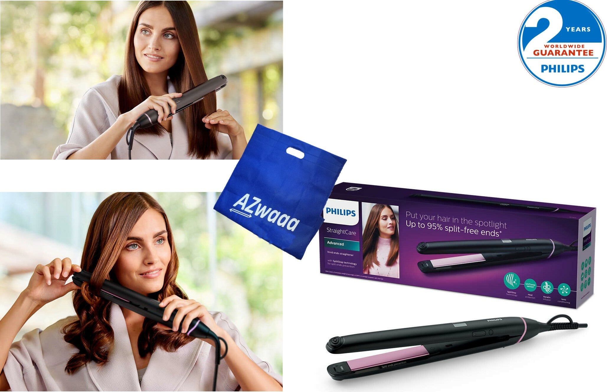 Philips | BHS 675 | straightener, keratin, ION, 230C مكواة تمليس الشعر
