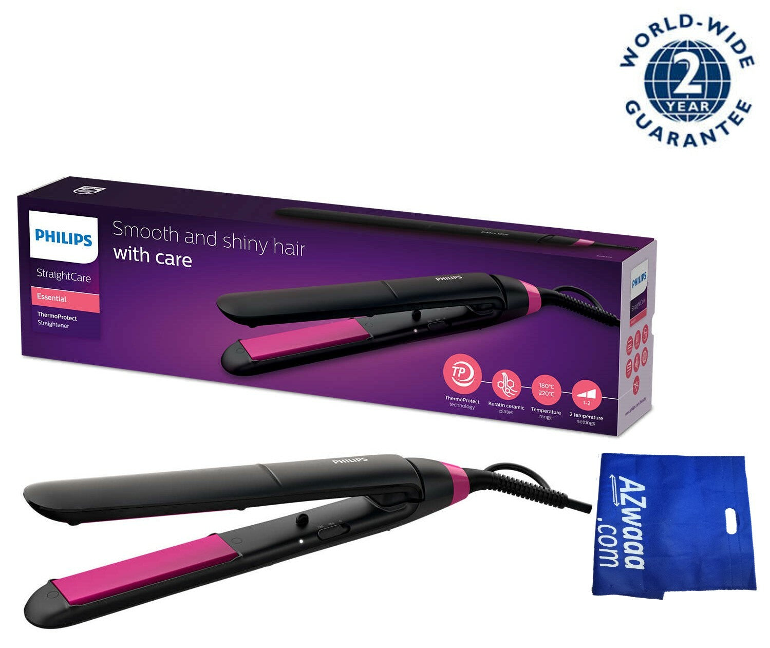 Philips | BHS 375 | straightener, keratin, 220C مكواة تمليس الشعر