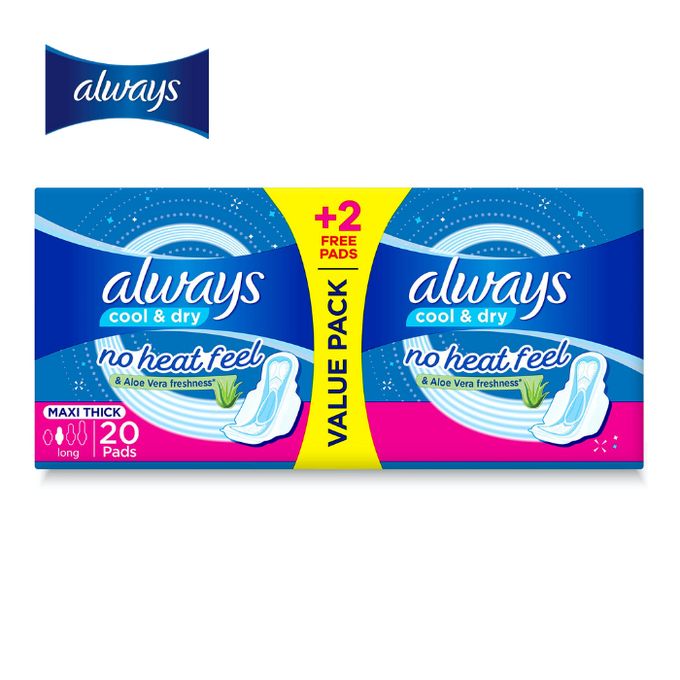 Always MAXI THICK, Long, cool & dry, 20 Pads