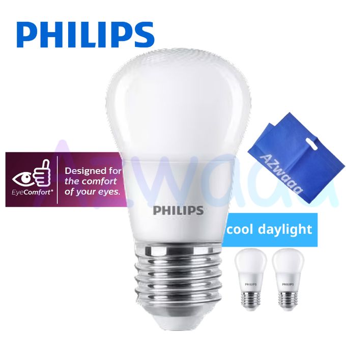 Philips Philips E27 LED bulbs, 4 watts, 330 lumens, white, 2 bulbs + a gift from Azwaq