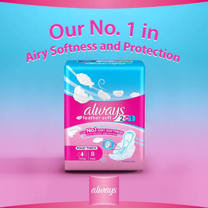 Always MAXI THICK, Long feather soft 2in1, 8 Pads