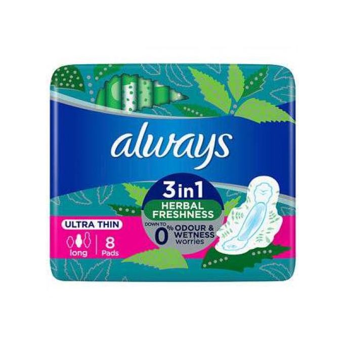 Always UltraTHIN Long HERBAL FRESHNESS, 8 Pads