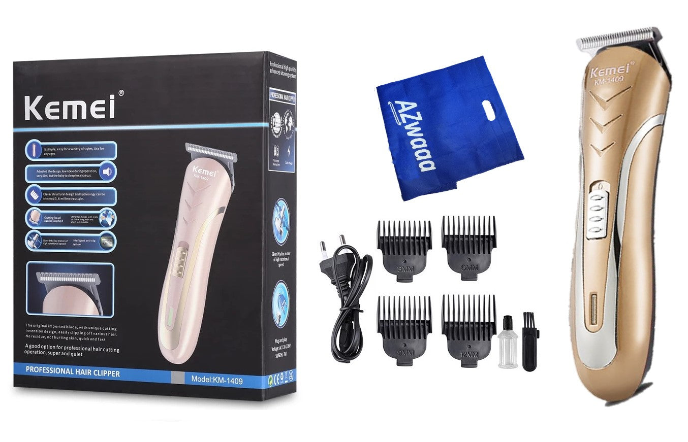 Kemei Hair Clipper & Beard Trimmer KM-1409 - Gold - ماكينة حلاقة الشعر وتخفيف اللحية
