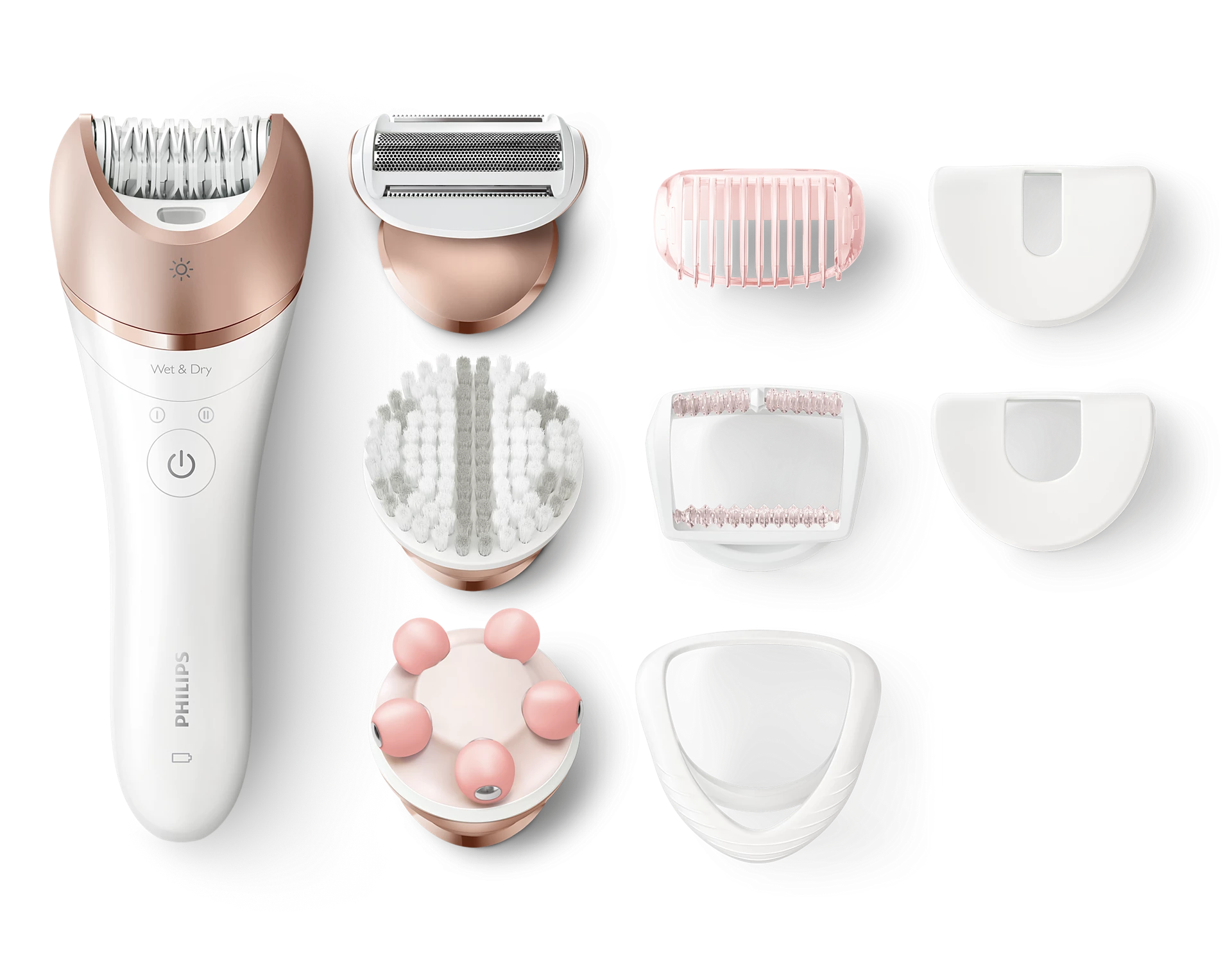 فيليبس ماكينة ازالة الشعر ساتينيل برستيج لإزالة الشعر قابلة للاستخدام الجاف والمبلل مع 8 اكسسوارات BRE650
